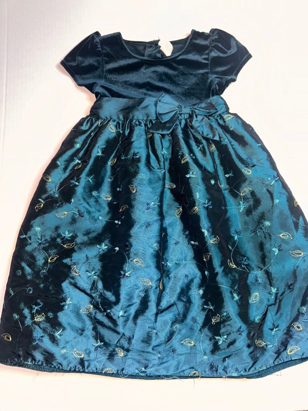 Good Lad Of Philadelphia  Girls Size 6 Party Dress Black Green Gold Leaves #725